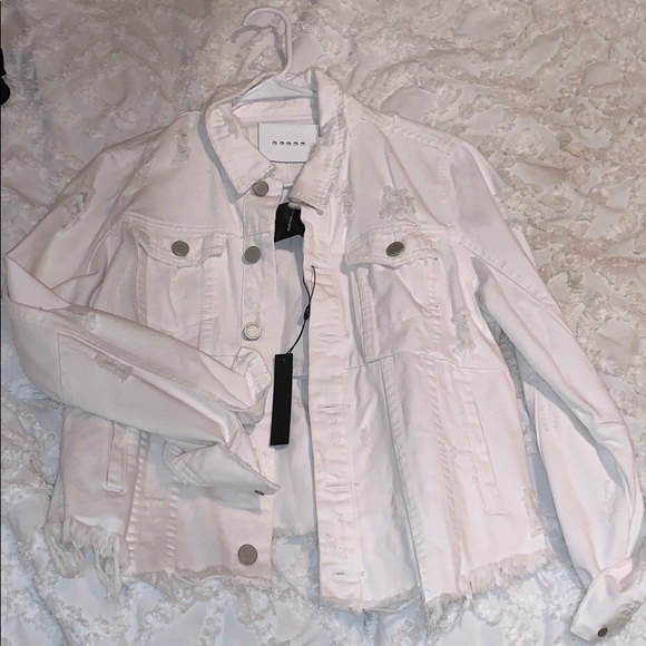Blank NYC Jackets & Blazers - White distressed denim jacket